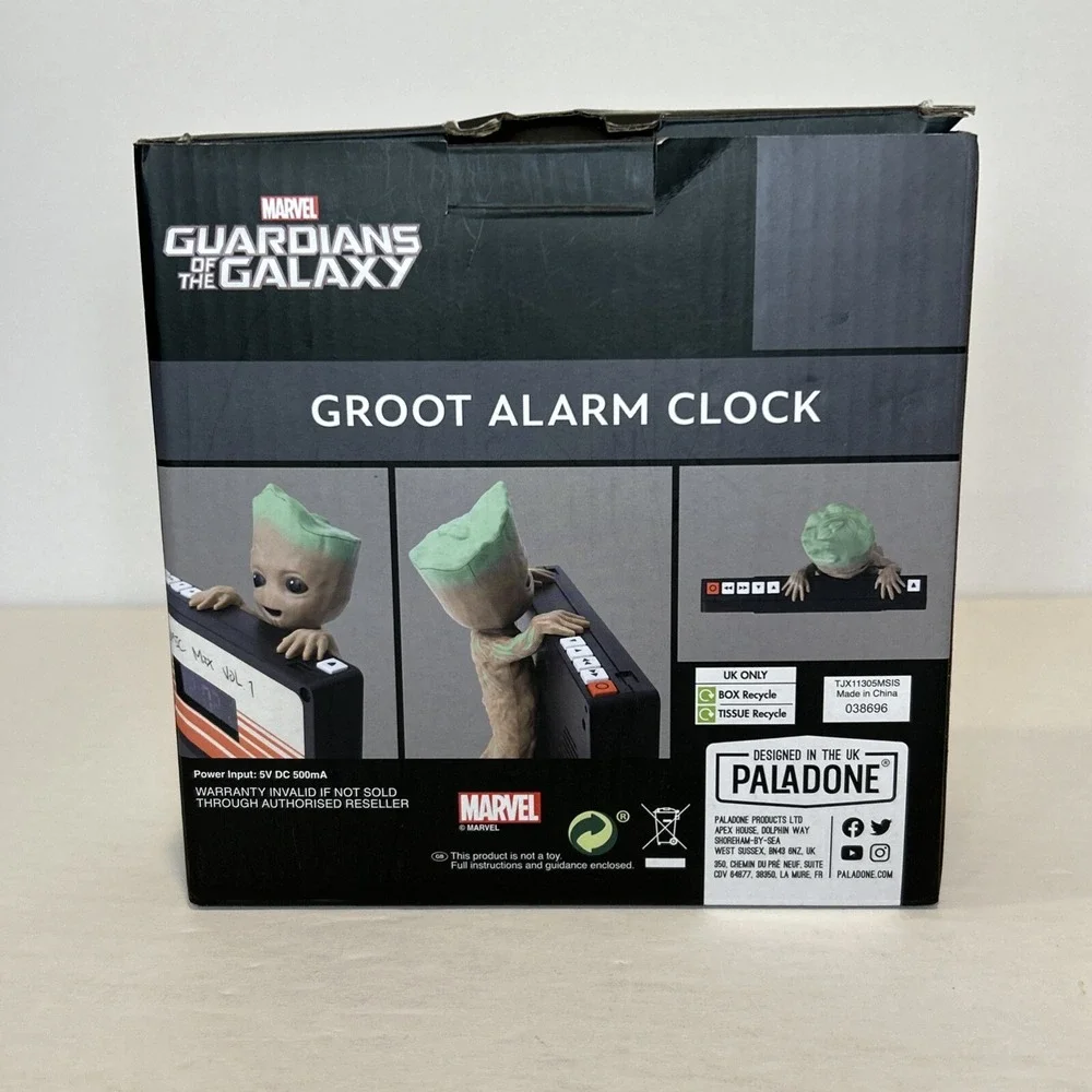 Paladone Groot Alarm Clock Black Guardians of the Galaxy Cosmic Mix Music 5.7 In